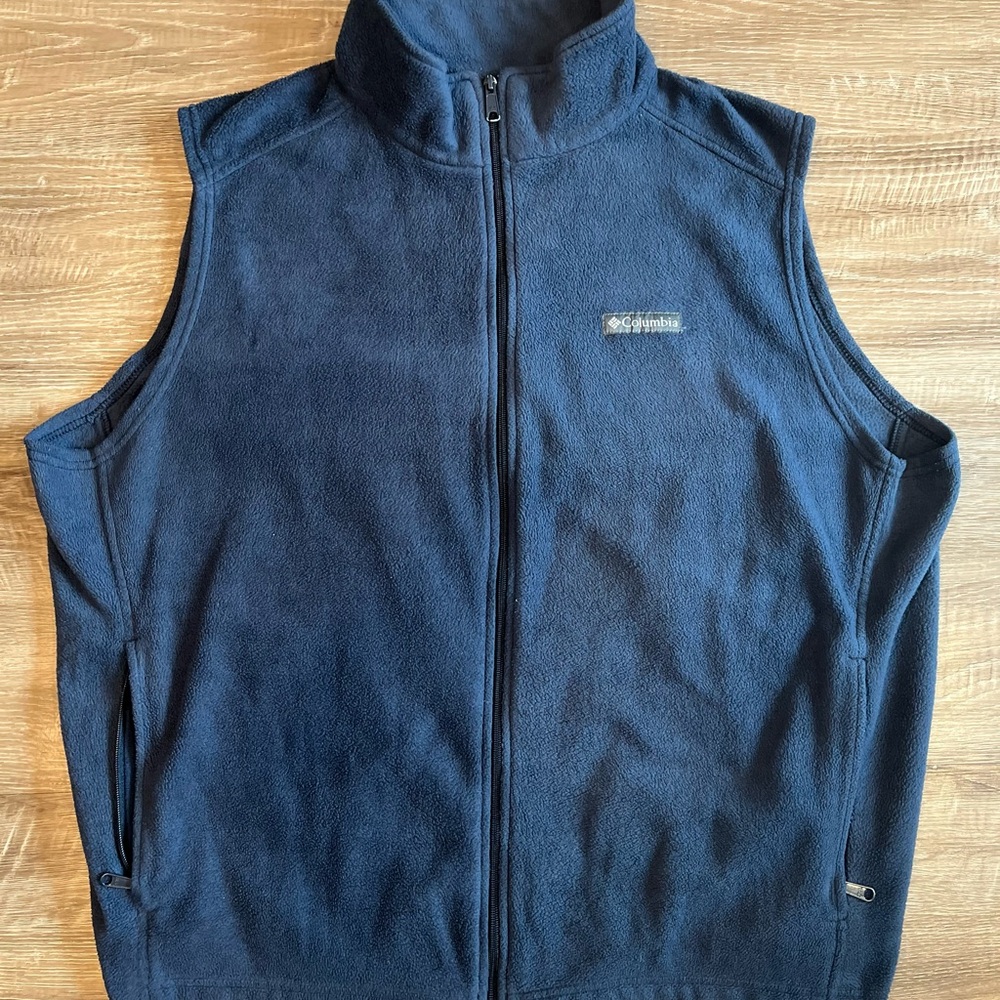 Columbia Navy Fleece Vest Mens 3X Zip Front Pockets